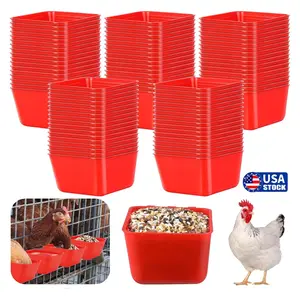 8/60 Pcs Bird Hanging Cage Cups Duck Chicken Feeder  8/16 oz Waterer Cups Pigeon Plastic Feeder Poultry Wire Cage Hanging Rooster Chicken Water Bowl for Pet Bunny Gamefowl Poultry Lot