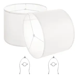 VEVOR Drum Lamp Shade 2 Set, 16 in Topx 16 in Bottomx 12 in High, Large Lampshade with Harp, Replacement Lamp Shade for Table Lamps Floor Lamps Pendant Lights, Easy Assembly Required (Off-white)