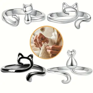4PCS Inspired Charm Crochet Ring for Fingure Adjustable Crochet Tension Ring Yarn Tension Rings Easy Crocheting Crochet Accessories Mother Grandma Thanksgiving Gift, Fashion Accessory