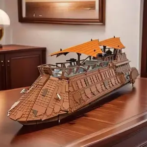 3250PCS UCS Star Jabba's Sail Barge Shipbuilding Classic Sailboat Model 75397 Assemble Home Decoration For Christmas Furniture Gifts