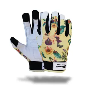 FARMER'S DEFENSE Leather Gloves | Thorn Proof & Puncture Resistant | Durable Grip, Breathable | Gardening, Landscaping, DIY - Lady Bug Yellow