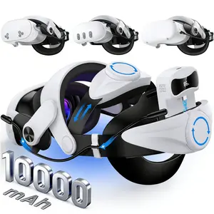 for Meta Quest 3S/3/2 Adjustable VR Headset Strap w/10000mAh Hot-Swap Battery