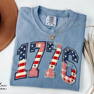 ( PRINT ) Comfort Colors 1776 Flag Shirt, Faux Patchwork Patriotic Tee, Digital Print Shirt, America 250th Anniversary Shirt, Fourth of July Shirt, Independence Day Gift - TrendWear USA