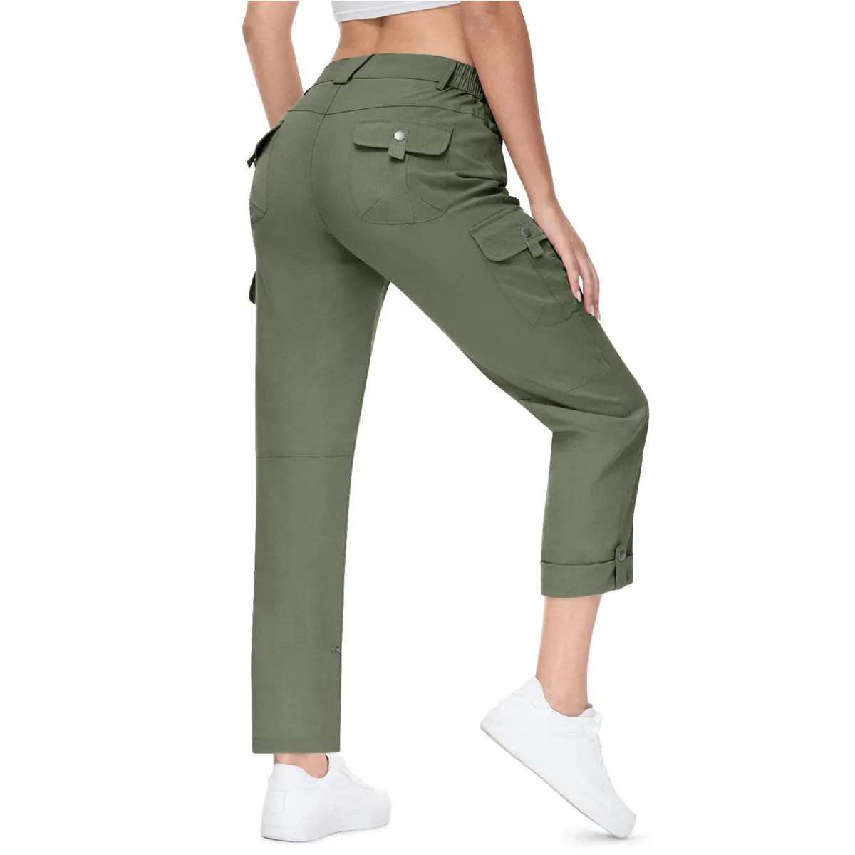 YSENTO Women's Outdoor Leg Length Adjustable Straight Pants Roll-Up Capri Quick Dry Lightweight Cargo