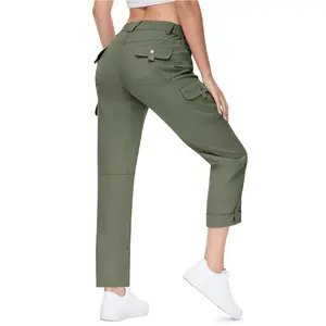 YSENTO Women's Outdoor Leg Length Adjustable Straight Pants Roll-Up Capri Quick Dry Lightweight Cargo