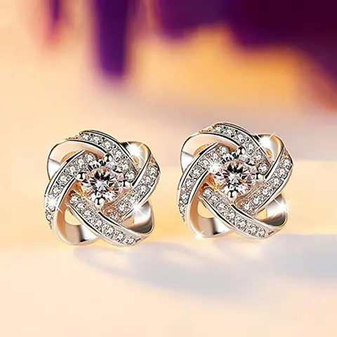 1 Pair Fashion Rhinestone Criss Cross Design Stud High Quality Shining Earrings Studs for Women, Anniversary Birthday Trendy Stylish Jewelry Gift for Ladies, Luxury Matching Accessories for Party, Club
