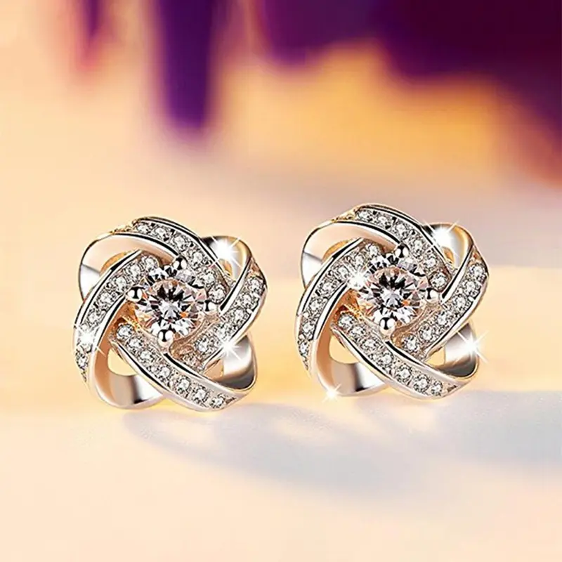 1 Pair Fashion Rhinestone Criss Cross Design Stud High Quality Shining Earrings Studs for Women, Anniversary Birthday Trendy Stylish Jewelry Gift for Ladies, Luxury Matching Accessories for Party, Club
