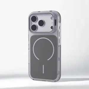 Luxury Matte Shockproof Magnetic Bumper Case For iPhone  17 Air 17 16 15 14 13 12  Pro MaxPlus For Magsafe Lens Protect Stand Cover