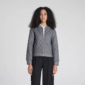 Women's Quilted Bomber Jacket - A New Day Dark Gray XS