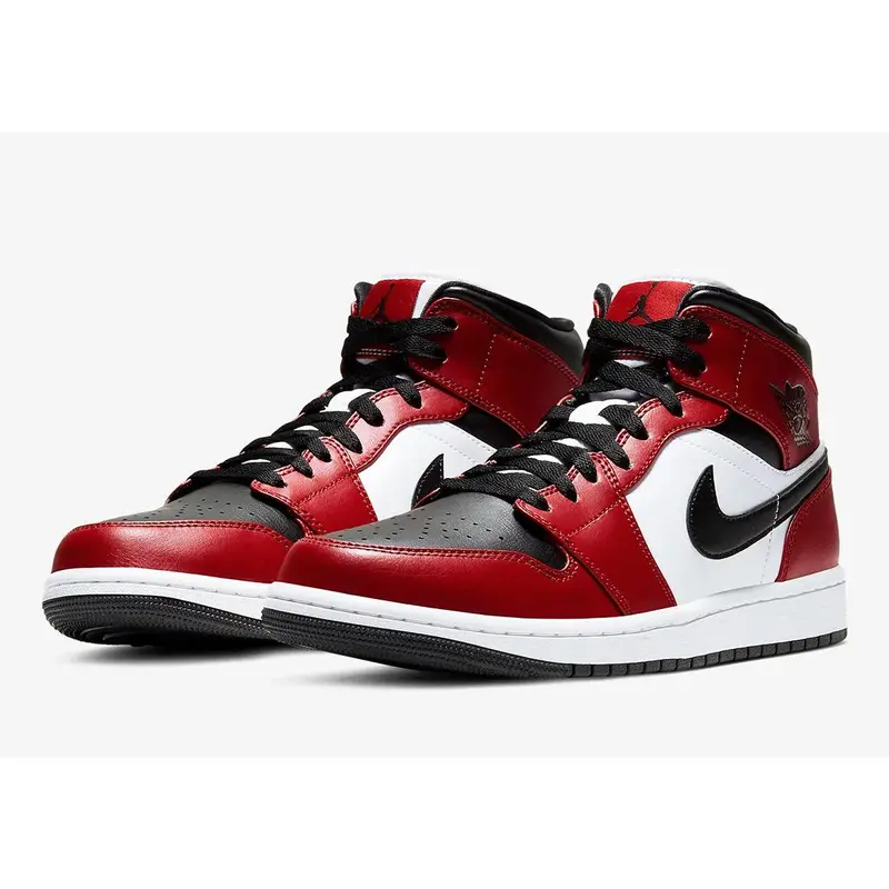 Men's Air Jordan 1 Mid "Chicago Black Toe" Black/Red/White 554724-069 Fashion Athletic Sneaker