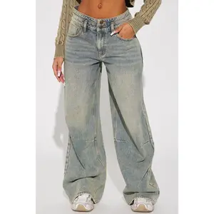 Tinted Baggy Non Stretch Jeans - Light Wash