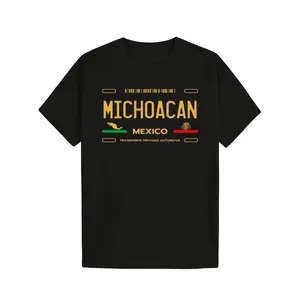 100% Cotton Casual T-Shirt Men'S Michoacan Mexico License Plate Aesthetic T-Shirt - 100% Cotton, Soft & Comfortable, Short Sleeve, Round Neck, Ideal For Casual Attire, Machine Washable Graphic Menswear Golf Gift T-Shirt For Men And Women