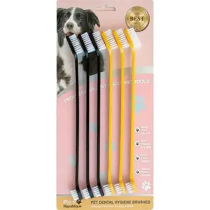 Dual Headed Dog Toothbrush Set – Dental Hygiene Brushes for Small to Large Pets, Gentle Cleaning, Reusable, 3-Pack, Soft Bristles for Cats and Dogs