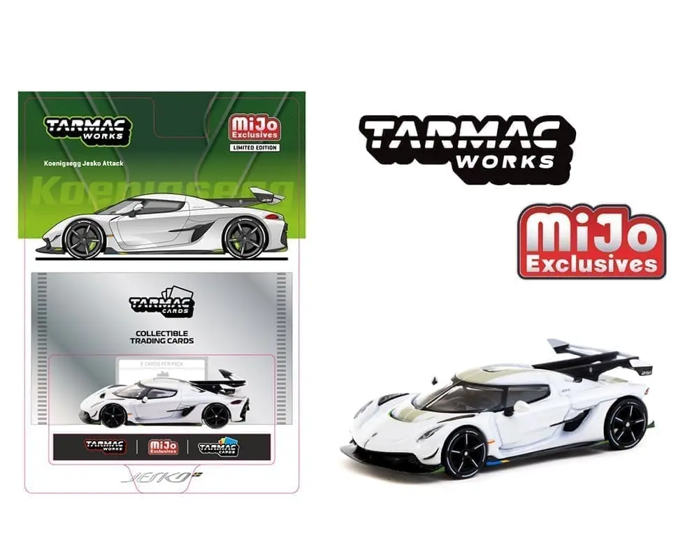 Tarmac Works 1:64 Koenigsegg Jesko Attack with Trading Card White Global64 T64G-TL052-WH