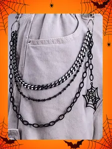 Punk Halloween Spider Pants Chain Jean Chains for Women Men Pocket Chain for Pants Layered Biker Hip Punk Chains for Men Y2K Body Jewelry for Women Accessory Silver Black Trendy Fashion for Music Festival
