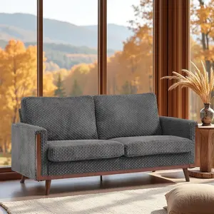 VINGLI 68' W Comfy Mid Century Loveseat, Two Seater Sofa with Spring Support & Solid Wood Frame, Corduroy Fabric Small Couch for Living Room, Small Space, Bedroom