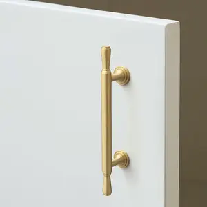 Kitchen Cabinet Handles, Brushed Brass Pulls, Vintage Drawer Handles for Dresser, Wardrobe, Cabinets, Furniture Door Handles, Heavy Duty Handle