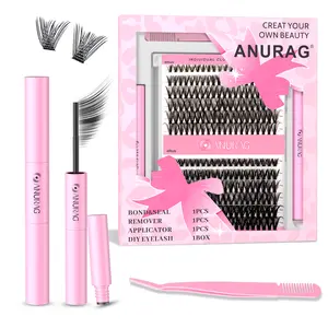 DIY Cluster Eyelash Extension Kit, 240Pcs Eyelash String Eyelash Extensions 9-17mm, Eyelash Bonding and Sealing, Eyelash Tweezers, Eyelash Remover At Home Makeup Eyelash Extensions Cosmetics，Christmas gifts, New Year gifts, Black Friday