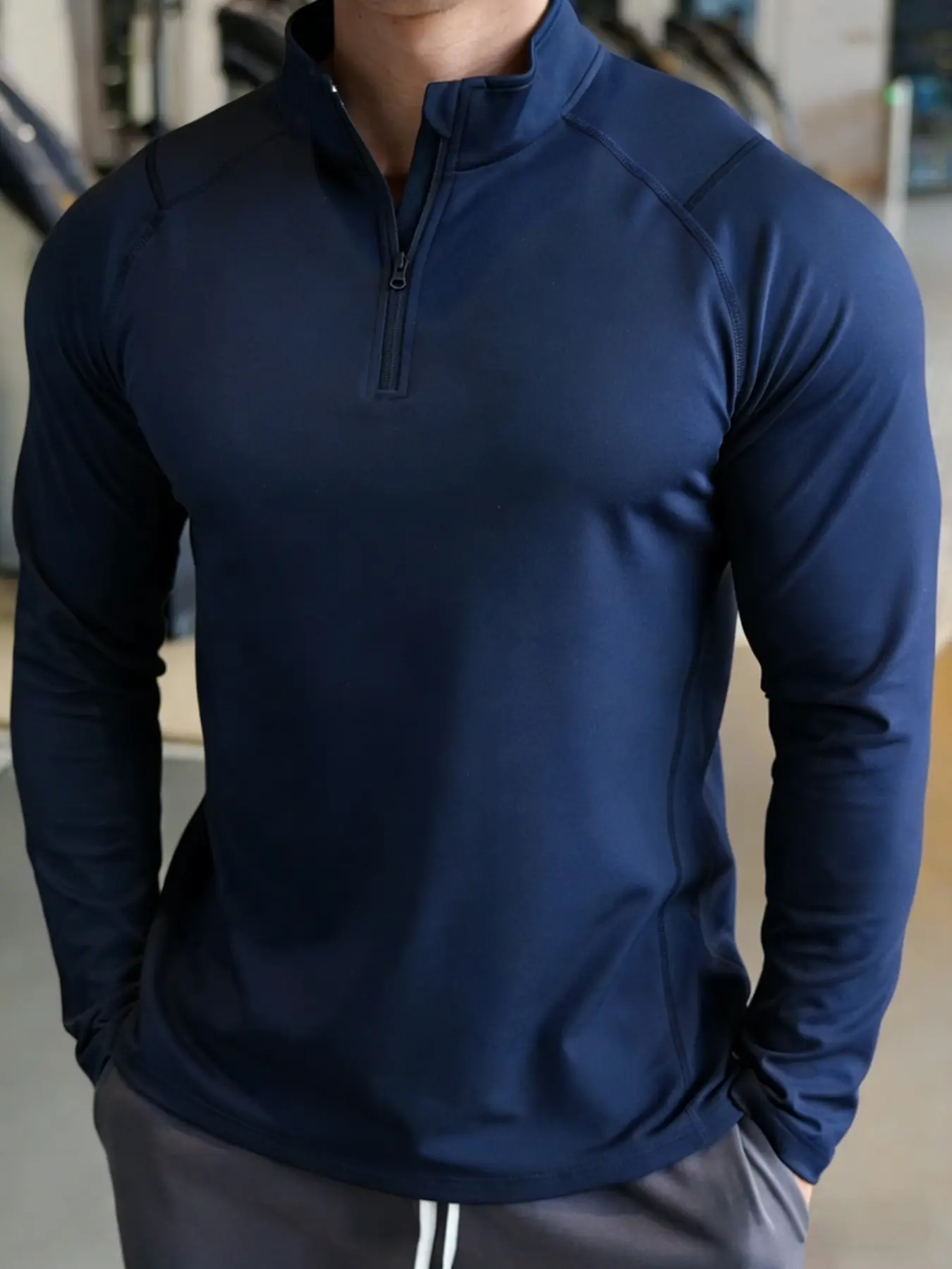 New Men's Sports Fitness Quick-Dry Running Training Shirt Casual Long Sleeve Polo, Comfortable and Breathable Workout Top, Activewear Fitness Sports Tops
