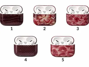 Burgundy Floral & Texture AirPods Pro Case Collection, Polka Dots, Lace, and Crocodile Designs, Protective Case for AirPods Gen 1 2 3 4
