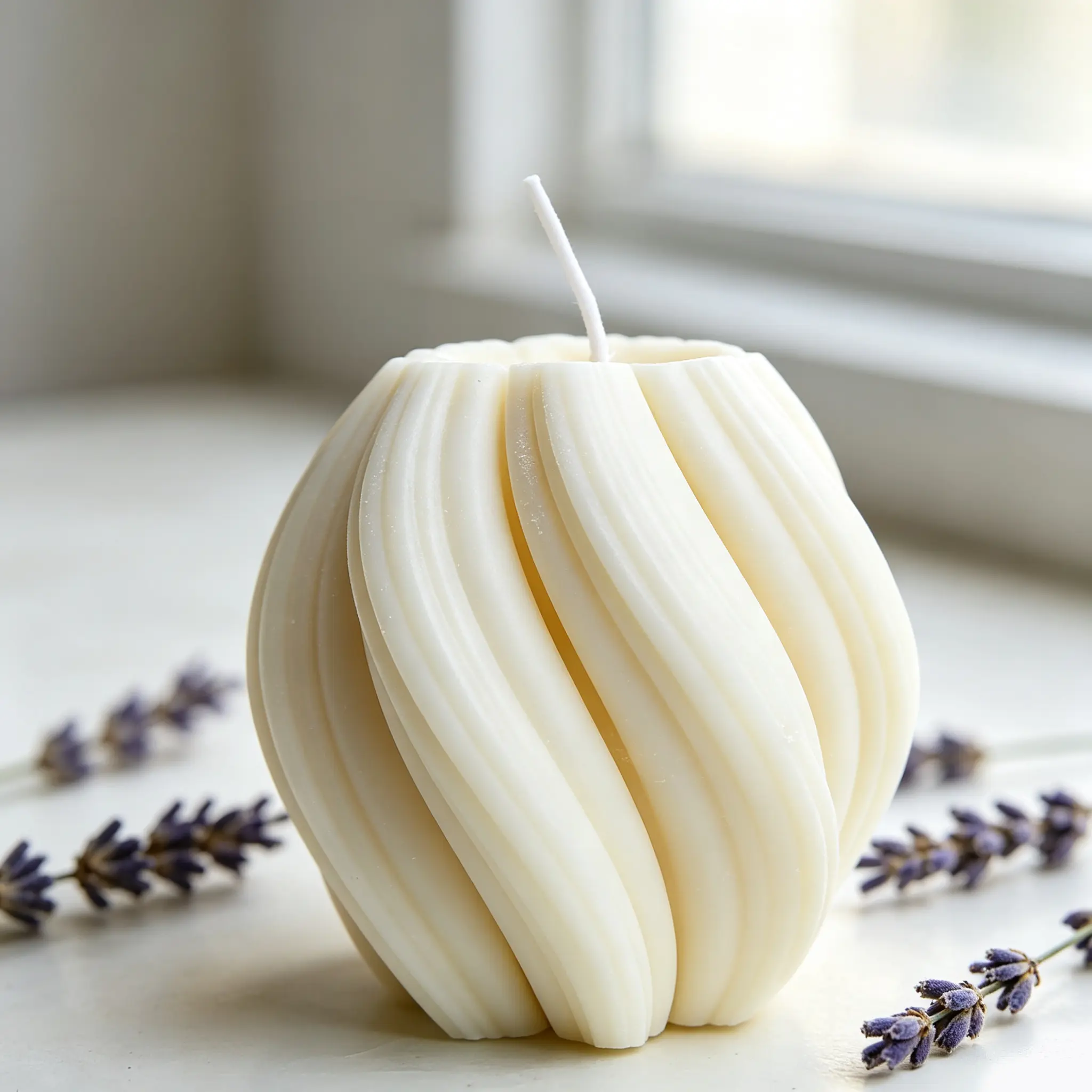 Handmade spiral twisted soybean pillar candle, 5.3x5.5cm scented candle, burns cleanly for 1 hour, suitable for bedroom and living room decoration, tabletop display, holiday parties, decorative gifts, Halloween and Christmas.