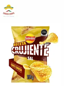 Sabritas Receta Crujiente Sal. Pack of 5 bags of 57   grams each. Snack Crunchy Crispy