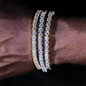 [5A+ Cubic Zirconia] Aurahx Copper 3-4MM Round Cut Waterproof Tennis Bracelet Tennis Anklet Tennis chain for Men Woman Classic Couple Barcelets Anniversary Birthday Engagement Gift High Quality Unisex Hiphop Style