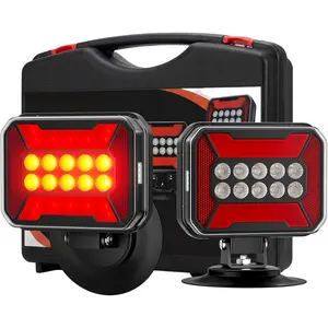 Wireless Trailer Lights Magnetic Kit, Bluetooth LED Tow Lights with IP67 Waterproof, Fast Charge Tail Light with 12 Hours Runtime, Turn Signal Reverse Brake Light for RV Boat Truck Car Towing