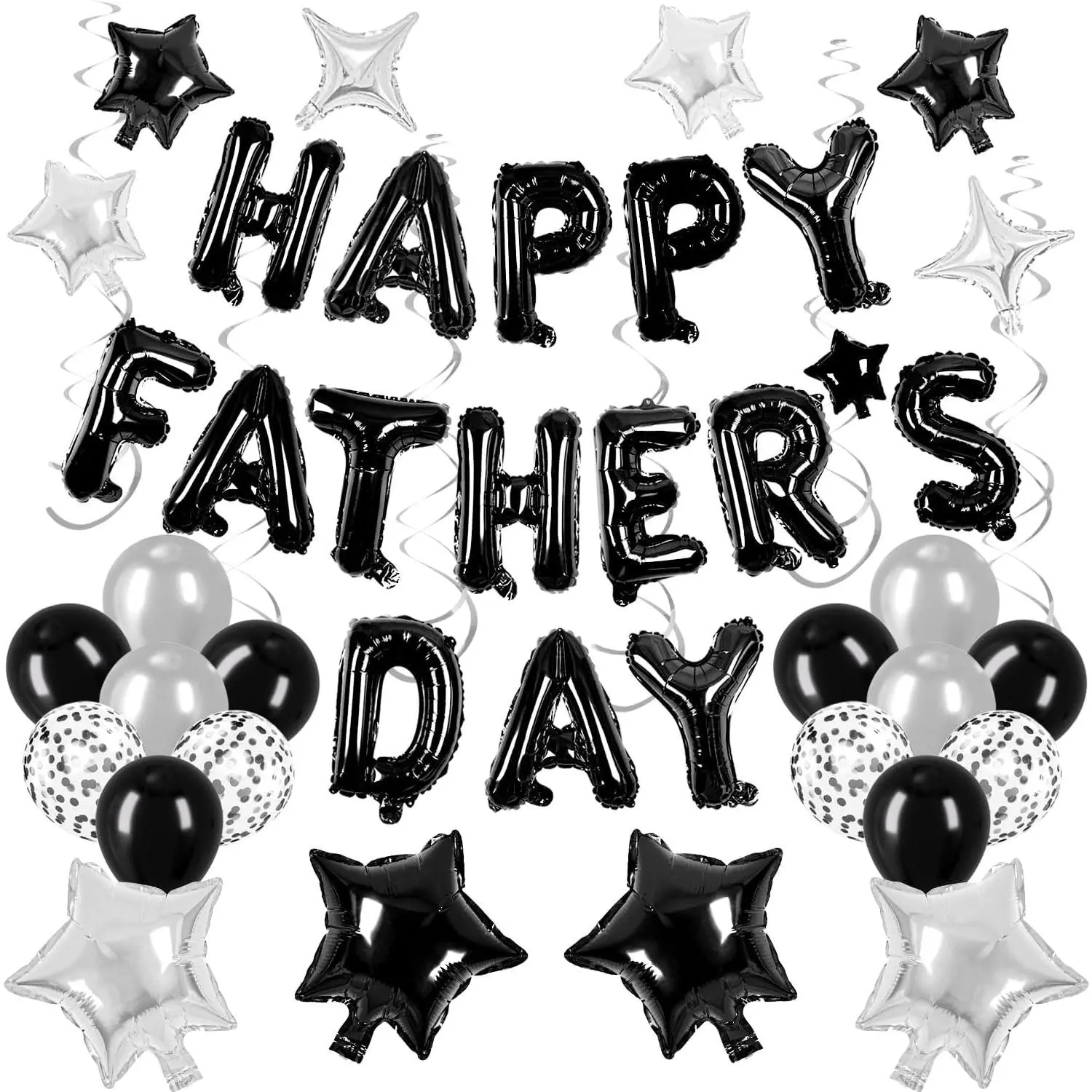 Happy Fathers Day Balloons Black Father's Day Banner for Father's Day Party Decorations (Fathers Day Black)