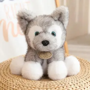 New Cuddly Sitting Little Wolf Dog Plush Toys Soft Fluffy Husky Puppy Doll Lovely Companion Pets Children Birthday Gift