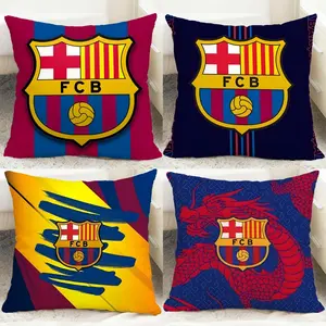 Football sport Barcelona Cushion Cover Ultra-Soft Reversible Plush Pillow Cover | Double-Sided Fluffy Comfort for Car, Sofa & Bedroom | Skin-Friendly Fabric | Easy Clean & Maintain | Stylish Home & Vehicle Decor | Heartfelt Gift for Family & Friends