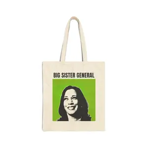 Kamala Harris 2024: BIG SISTER GENERAL Cotton Canvas Tote Bag (Project Coconut) Lightweight Durable with Dual Handle
