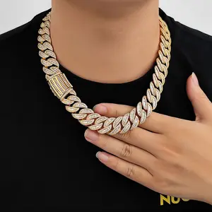 15/20mm Cuban Link Chain Set – Iced Out Box Clasp Necklace