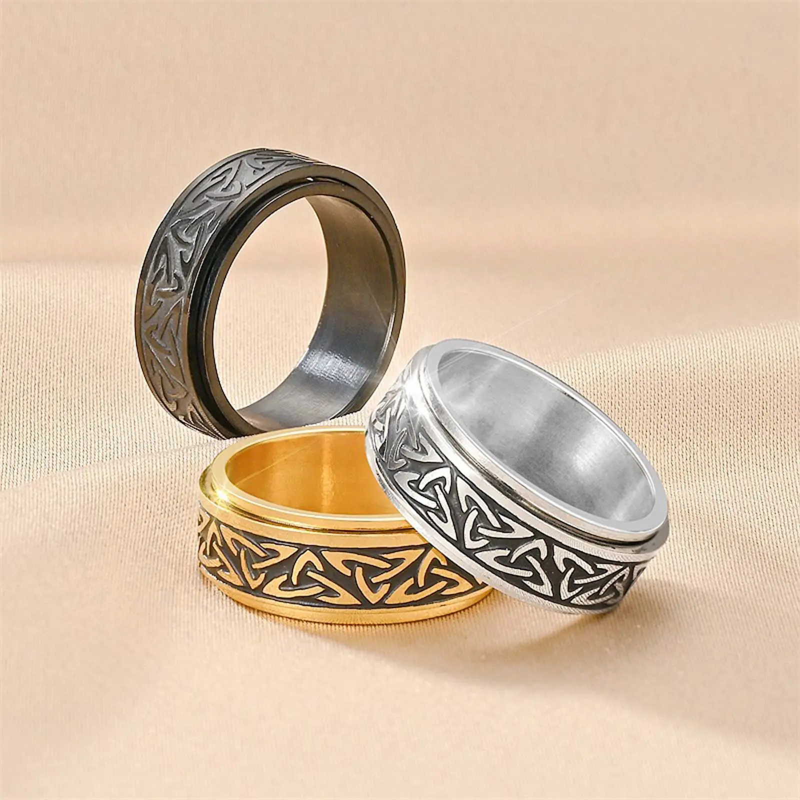 Y2k Celtic triangle knot witch knot rotatable decompression ring for men and women suitable for party daily accessories