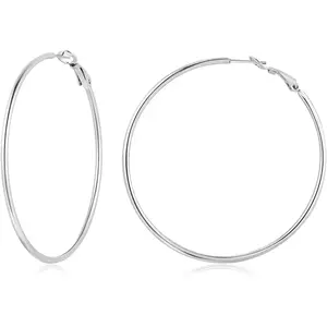 Big Hoop Earrings for Women Stainless Steel Hypoallergenic 14K Gold/Rose Gold/Black/Silver Hoop Earrings, 40mm/50mm/60mm/70mm Hoops Earrings Birthday Mothers Day Jewelry Gifts Women
