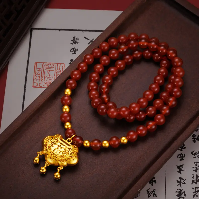 Lucky Healing Red Necklace Accessory New Chinese Style National Trend Necklace,romantic