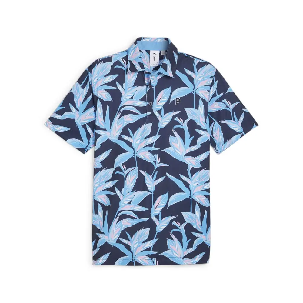 PUMA Mens X Palm Tree Crew Floral Short Sleeve Shirt Casual Casual - Blue