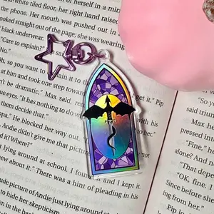 Fantasy Dragon Holographic Keychain – Stained Glass Inspired Window Design