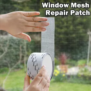 Super strong adhesive window screen repair tape, fiberglass window screen repair tool, extended window screen repair tape, suitable for mesh doors and windows, gray.