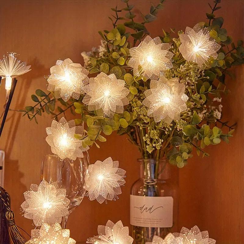 Fiber Optic LED Flower String Lights, Waterproof and Dustproof, Decoration for Balcony and Garden, Small Colored Lights for Festive Atmosphere Creation