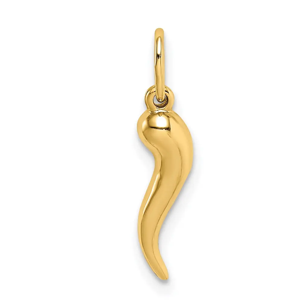 14k Hollow Italian Horn Pendant