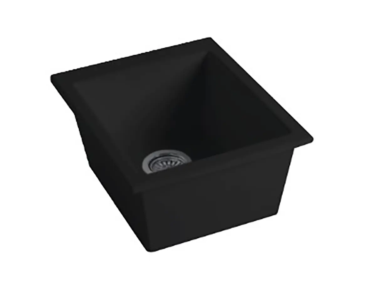 LaToscana PO02017101B 16 in. Width Matte Black Fireclay Drop-In Fit Single Bowl Bar Sink, Easy Install, Heat Resistant