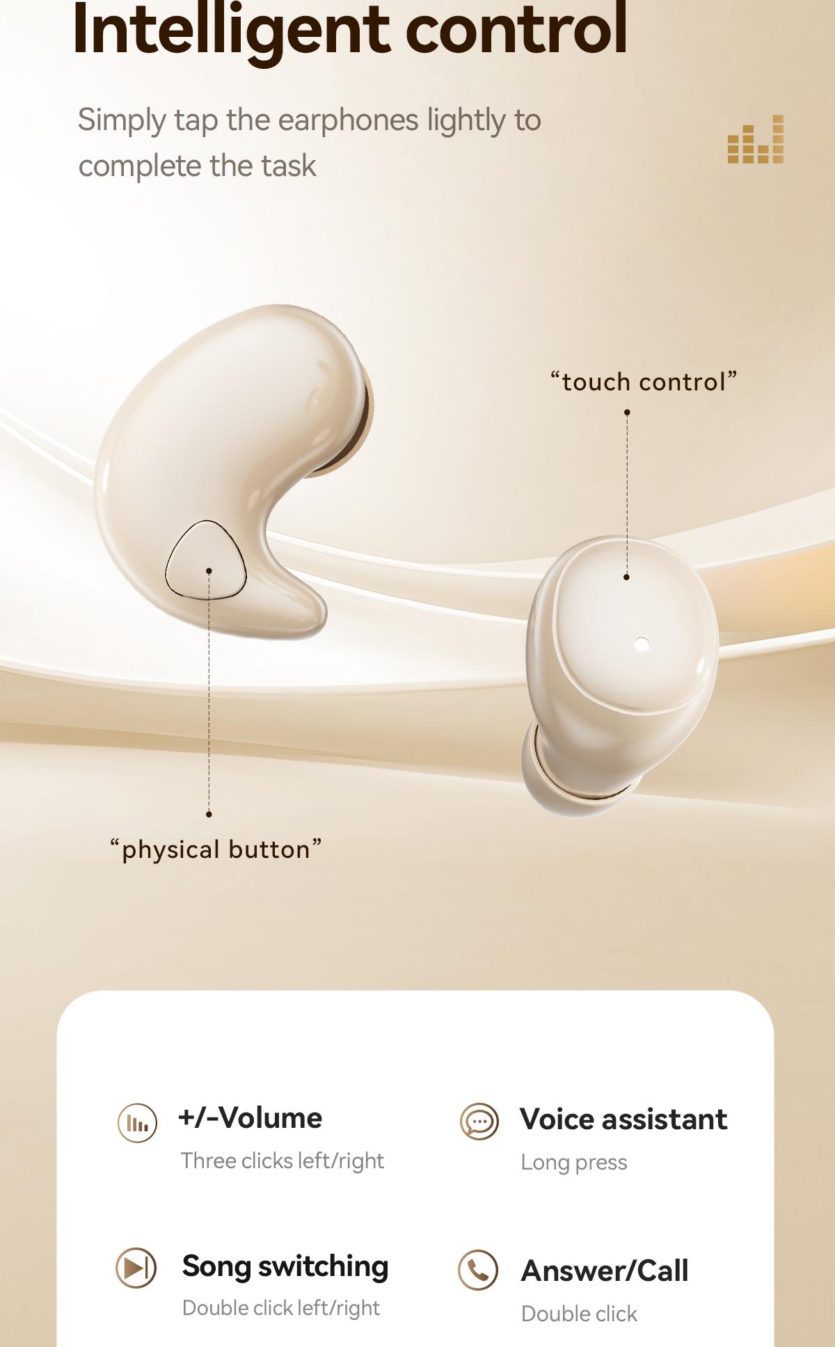 Chengruida M126 HiFi Quality 2 Pairs Wireless Earbuds, Ultra Thin Mini No Ear Pressure Side Sleep, Noise Reduction Call Long Battery Life