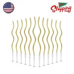 12-Count Spiral Birthday Candles, Long Twisty Gold Party Candles