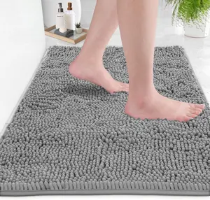 LuxUrux Bathroom Rug 30” x 20” – Light Grey Non-Slip Bath Mat, Soft Plush Microfiber, Absorbent, Machine Washable Bathroom Floor Mat, Luxury Comfort for Shower, Tub, and Sink Area.