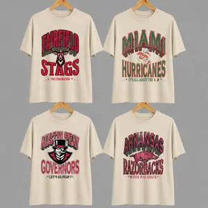 Retro College Graphic Tee | Vintage Varsity Sand T-Shirt | Classic Campus Style Shirt | Custom Your Team - PTS