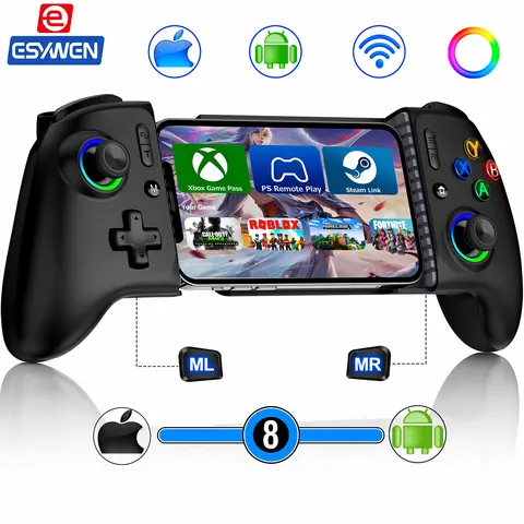 ESYWEN MC2 Wireless Mobile Game Controller for iPhone/Android Devices - Programmable Hall Effect Joysticks, Analog Triggers, Adjustable Light, Turbo - Phone Game Controller for Adults, Back to School Haul