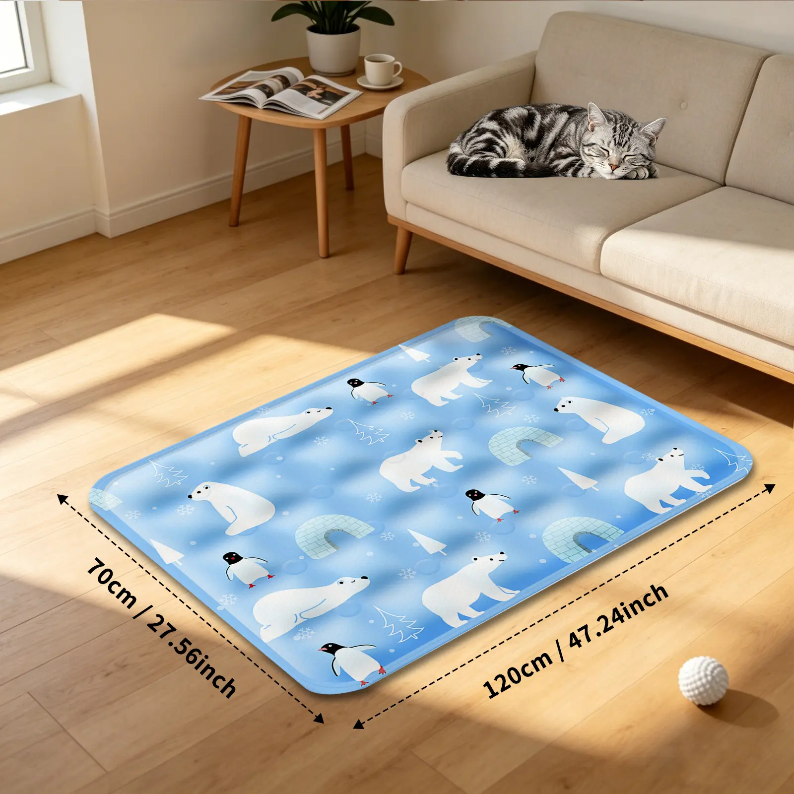 Durable Cooling Pet Gel Pad - Comfortable Heat Relief Mat for Dogs & Cats, Summer Indoor Pet Cushion Bed, Indoors