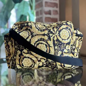 Pre-owned VERSACE nylon Shoulder Bags Black Gold Baroque Diaper Bag