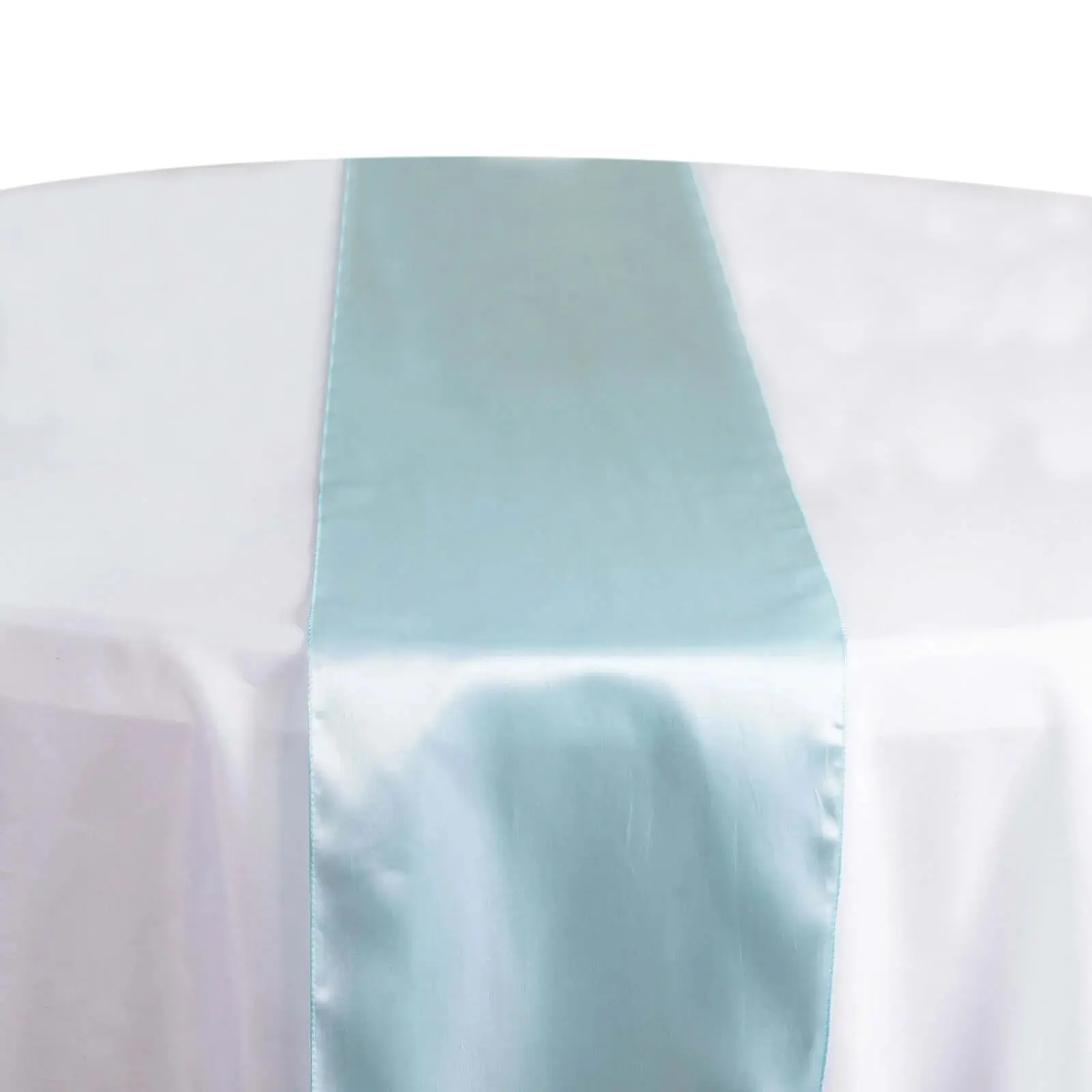 Glam Light Blue Solid Rectangle Satin Table Runner, 12"x108" Machine-Washable Stylish Kitchen Linen for Household Party Use